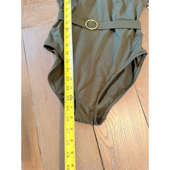 Lauren Ralph Lauren Belted One Piece Swimsuit Womens Olive Green Size 8 NEW - Picture 6 of 7